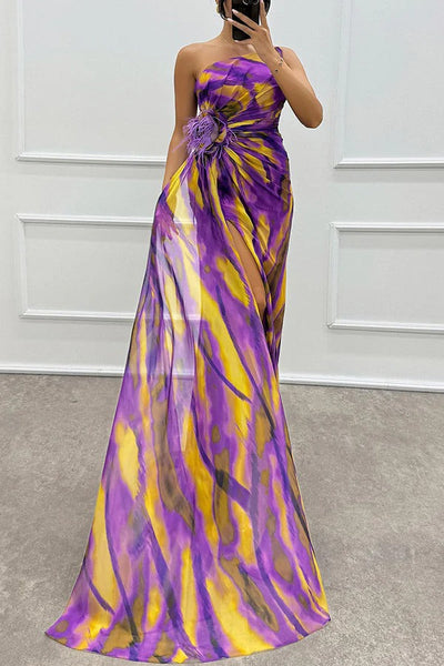 Eva - Trendy Skew Collar One Shoulder Party Dress