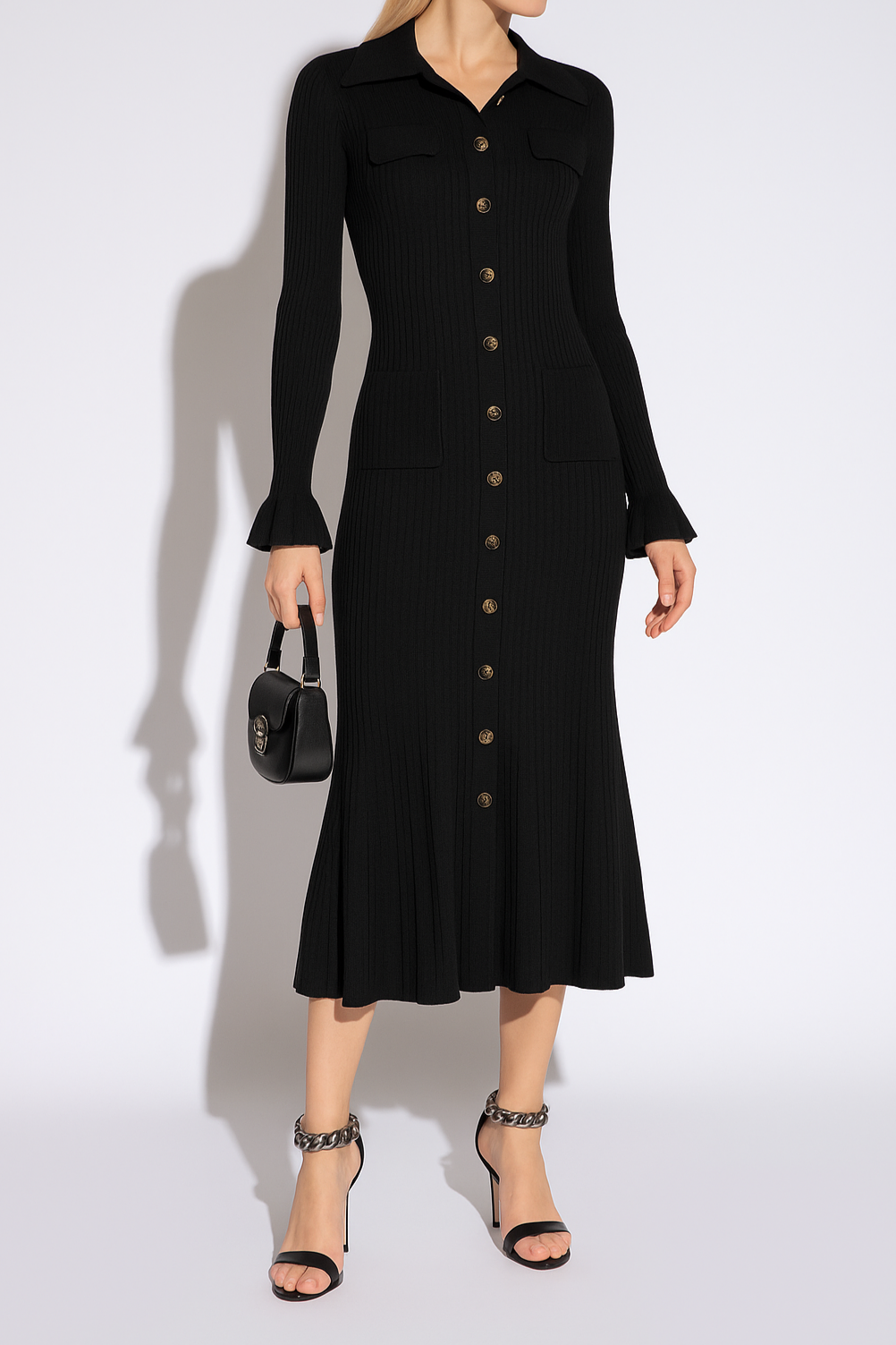 Layla - Elegant knit Turn-Down Collar Maxi Dress