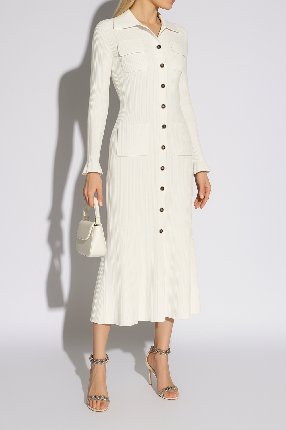 Layla - Elegant knit Turn-Down Collar Maxi Dress