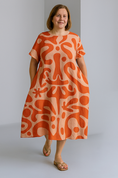 Zinnia - Vintage-Inspired Tummy Covering Midi Dress