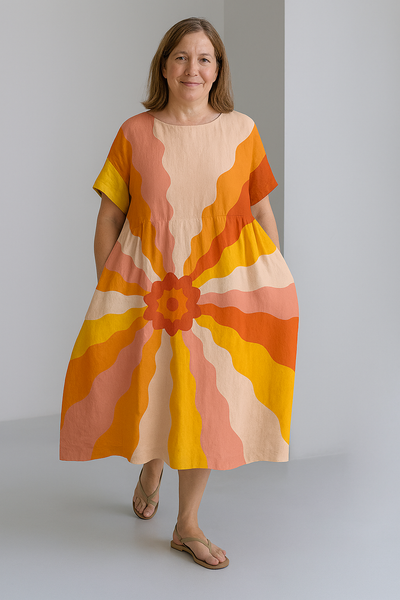Zinnia - Vintage-Inspired Tummy Covering Midi Dress
