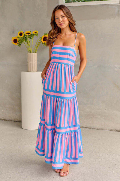Naomi - Casual Spaghetti Strap Large Swing Maxi Dress