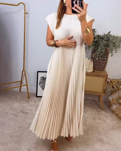 Claire - Elegant Pleated Spliced Maxi Dress
