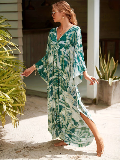 Grace - Casual Batwig Printed Tropical Dress
