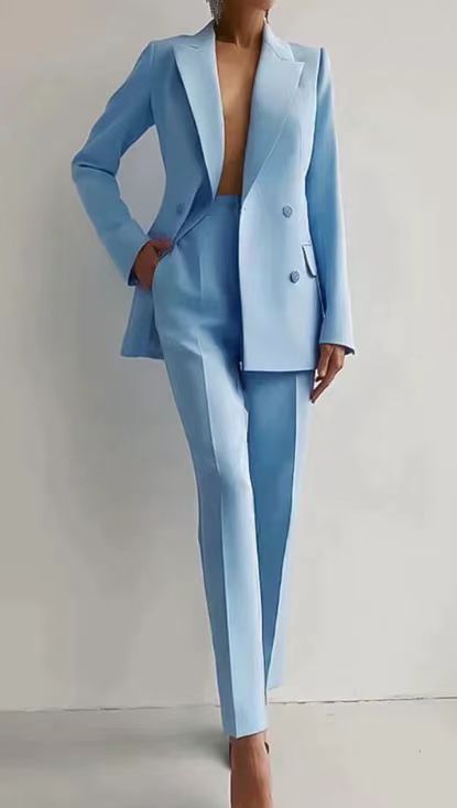 Monroe - Casual Solid Color Blazer & Pants Set