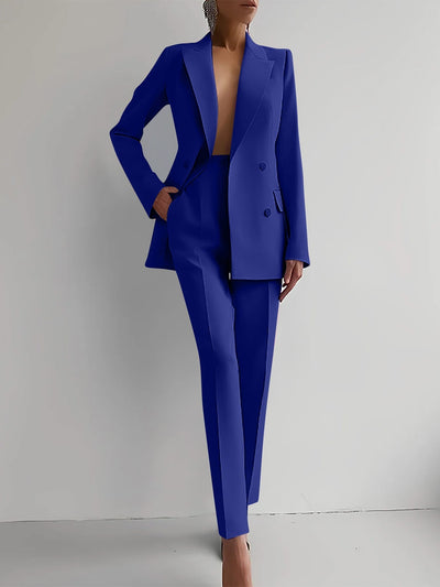 Monroe - Casual Solid Color Blazer & Pants Set