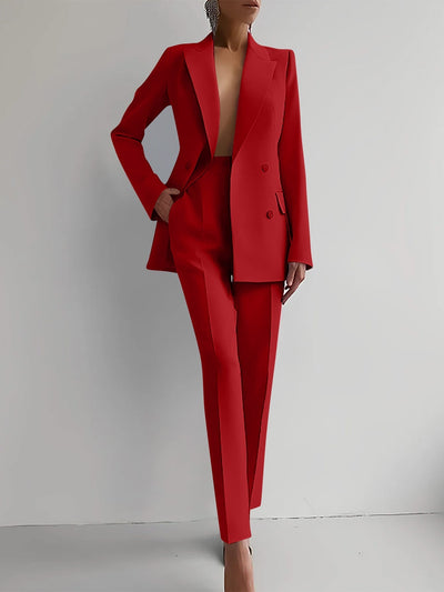 Monroe - Casual Solid Color Blazer & Pants Set