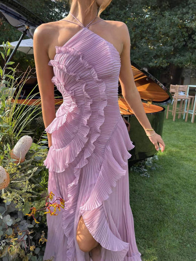 Caitlyn - Ruffles Tiered Backless Party Dres