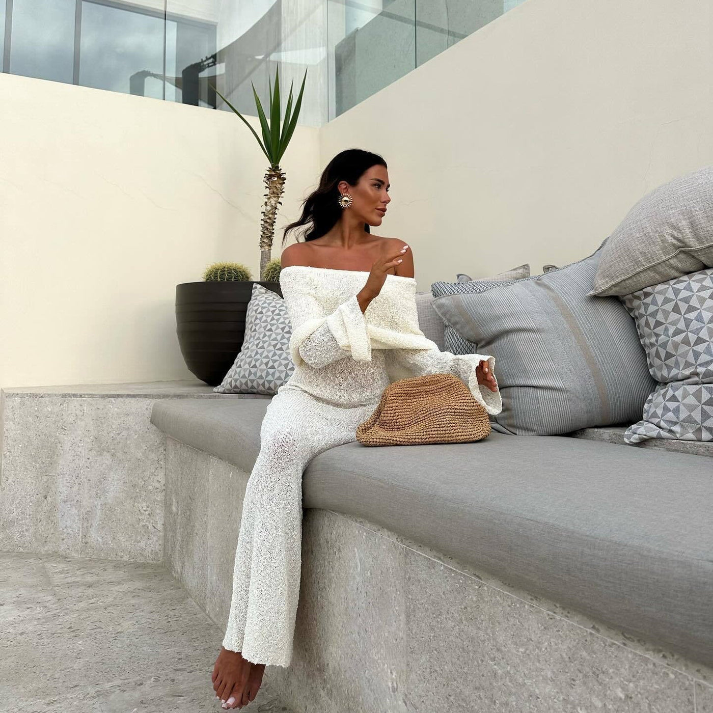 Camila - Hollow Out Off Shoulder Maternity Dress