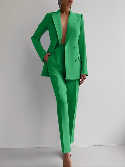 Monroe - Casual Solid Color Blazer & Pants Set