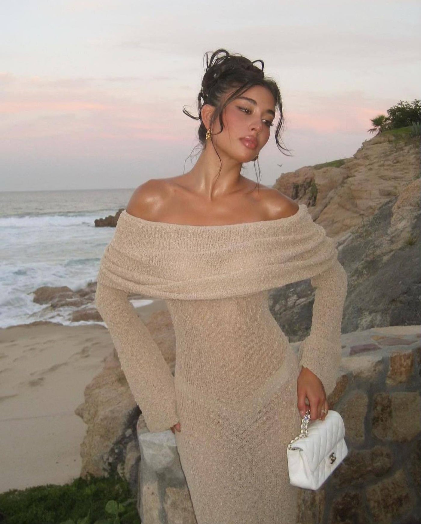 Camila - Hollow Out Off Shoulder Maternity Dress