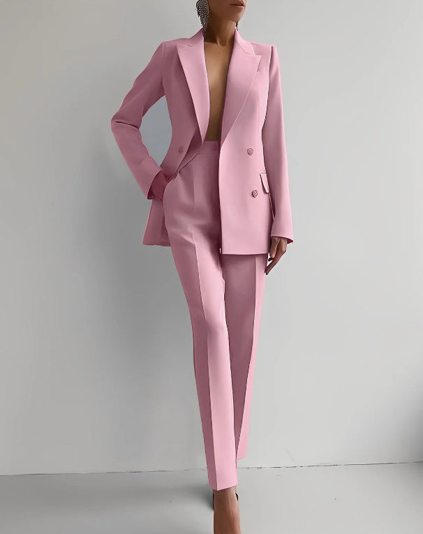 Monroe - Casual Solid Color Blazer & Pants Set