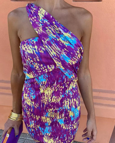 Allison - Vintage One-Shoulder Slim Fit Maxi Dress