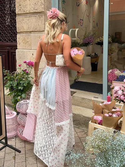Cora - Elegant Patchwork Floral A-Line Maxi Dress
