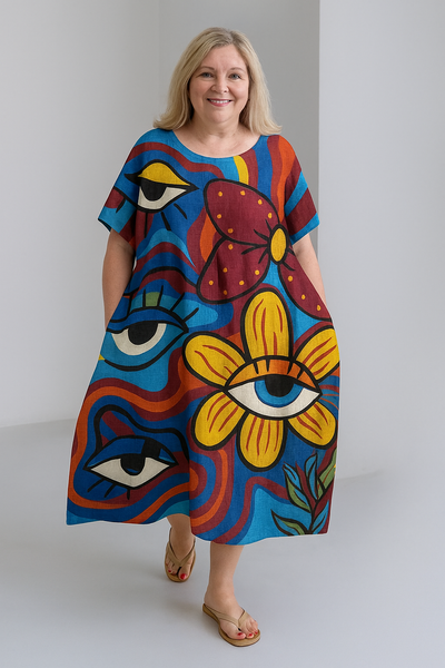 Zinnia - Vintage-Inspired Tummy Covering Midi Dress