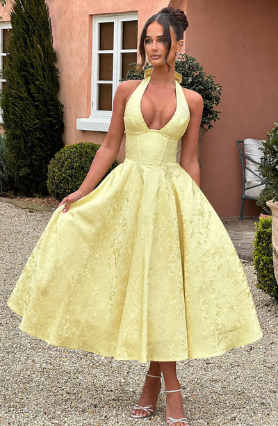 Mary - Elegant Halter Sleeveless Midi Dress